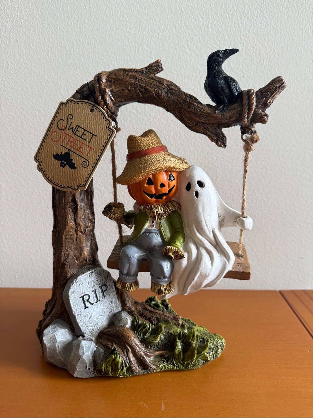 Halloween Pumpkin Head & Ghost Swing Viral Figurine - Sweet Street
